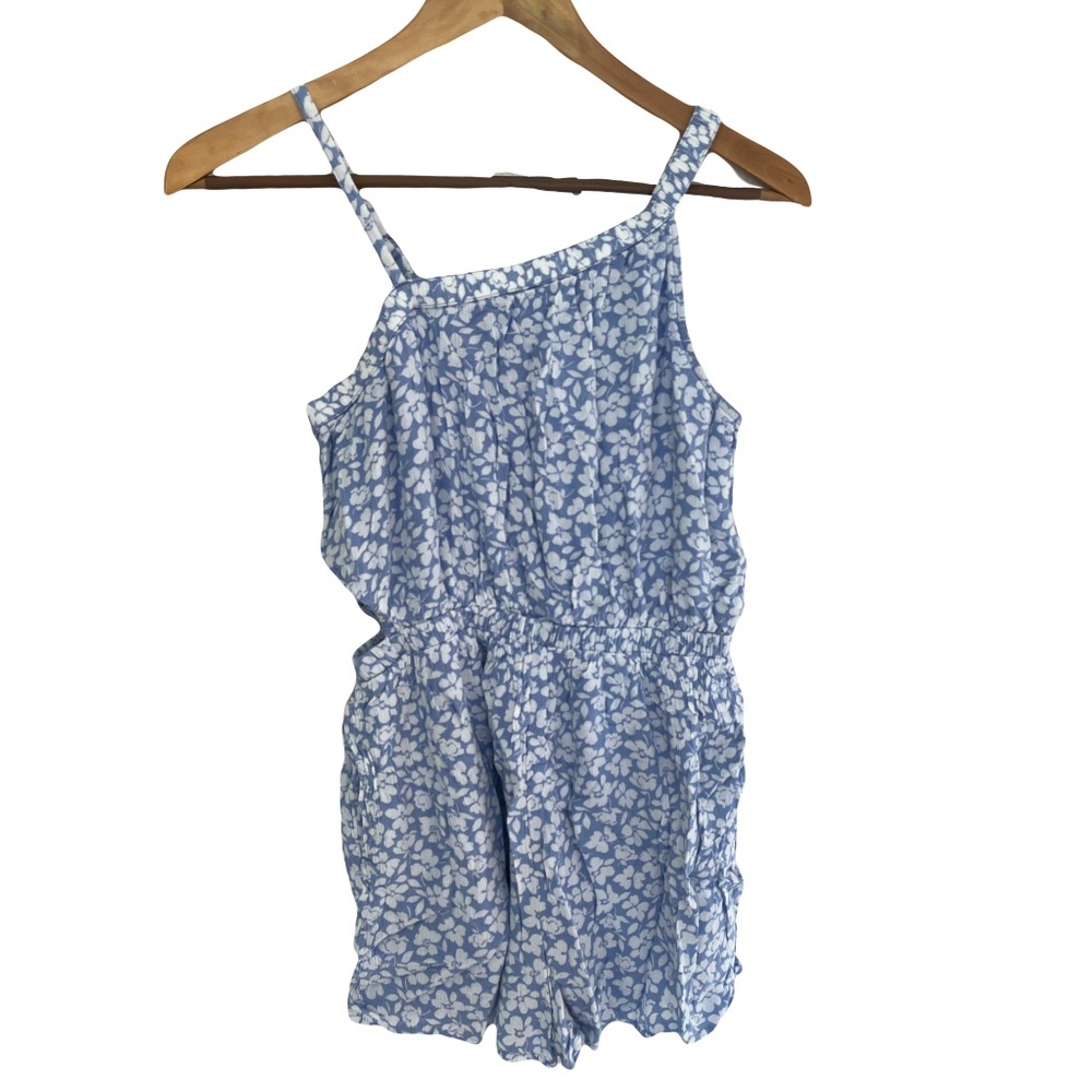 Abercrombie Kids Blue and White Floral Girls Romper One Piece 15/16 Summer Boho